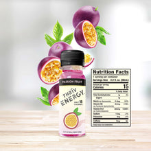 Load image into Gallery viewer, Energy Shots, Energy Drinks, Green Tea Caffeine, Green Coffee Bean Caffeine, Passion Fruit Flavored 2.2 ounce shots